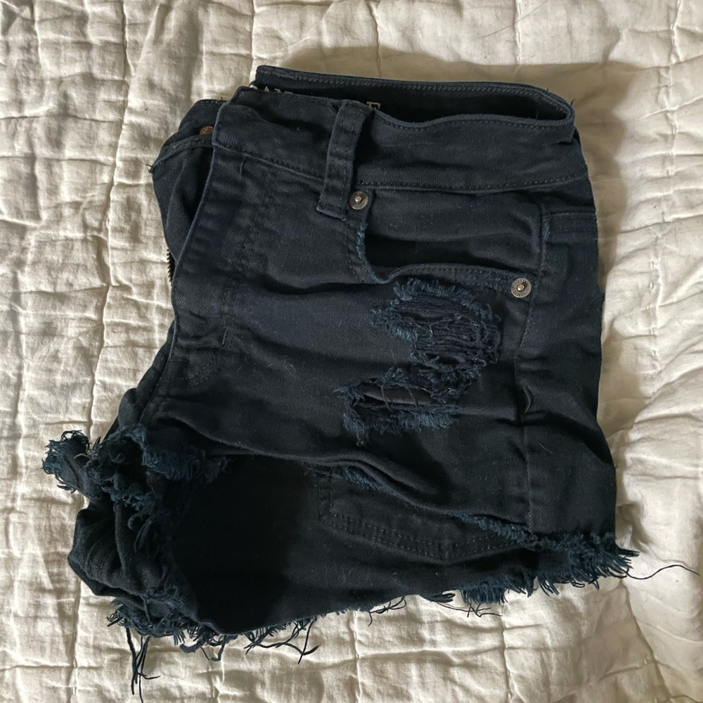 American Eagle black distressed shorts